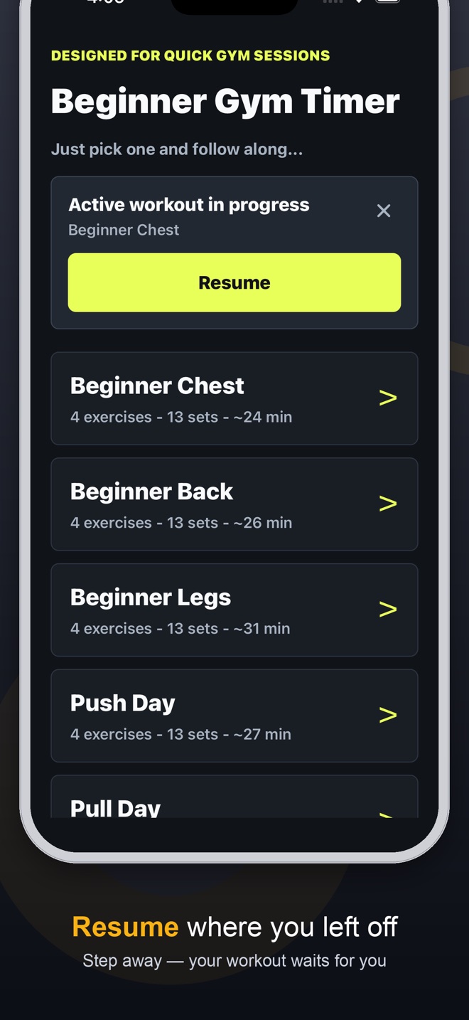 Resume your session right where you left off