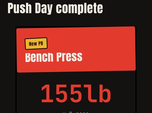 New PR share card generated after finishing a workout